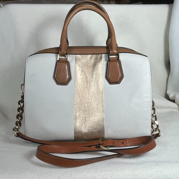Michael Kors Gold and White leather satchel bag - Picture 2 of 12